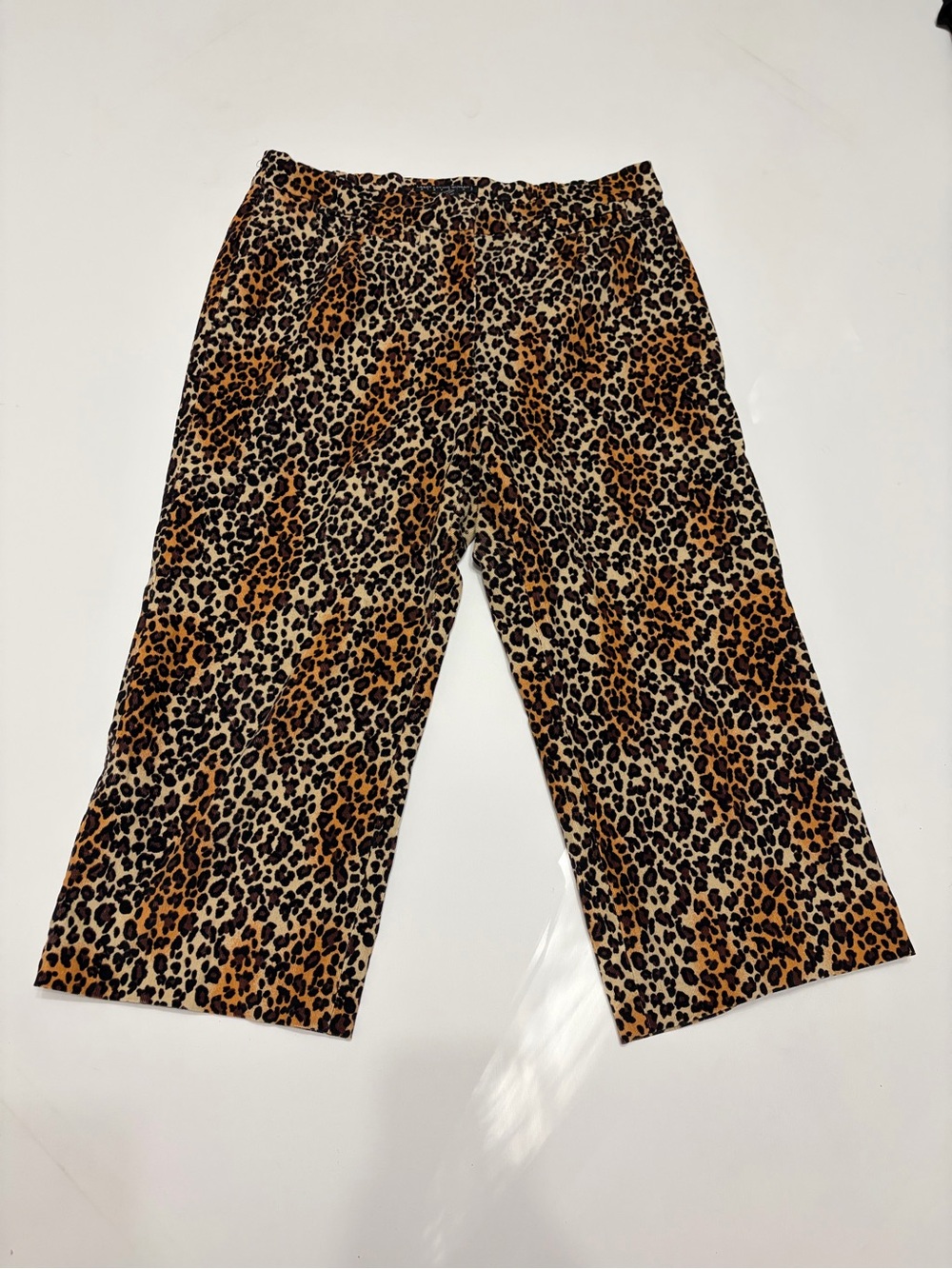 Larry Levine Women’s Leopard Print pants - Tan/Black size 14W trendy Y2K Vintage